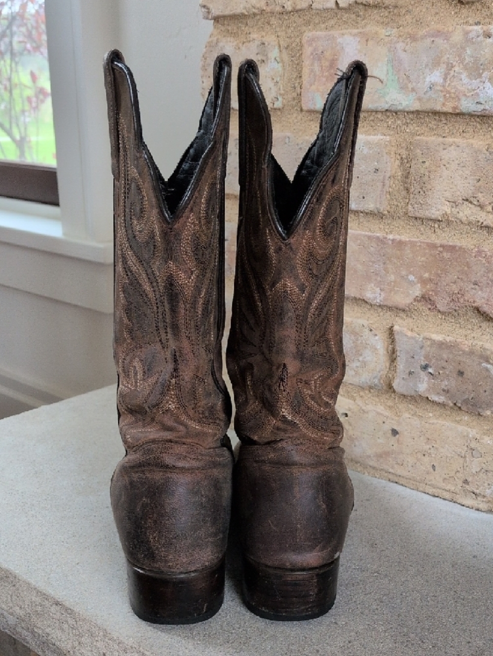 JB DILLON I Brown Leather Snip Toe Embroidered Cowgirl Western Cowboy Boots, 8.5 - Picture 7 of 16